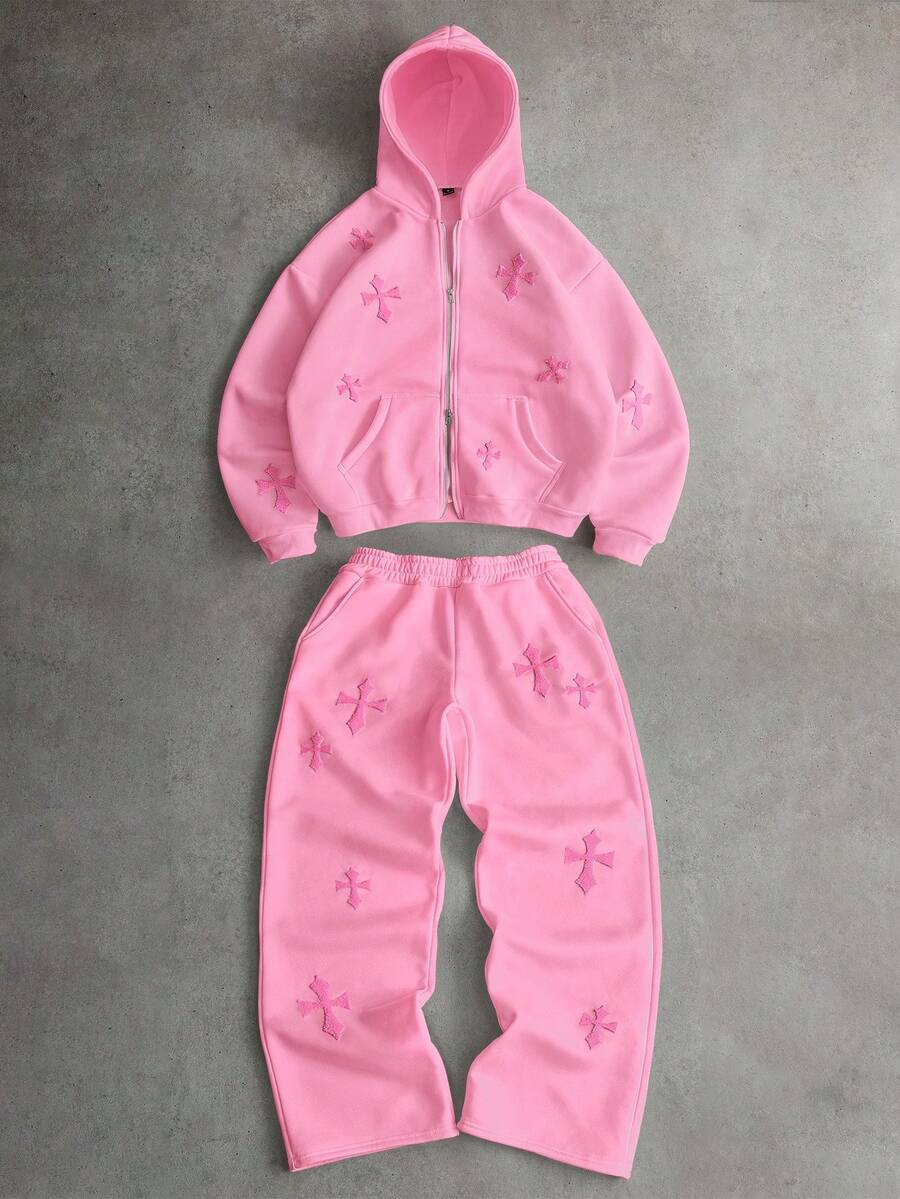 PAVTROS Khăn tắm nam phong cách đường phố phổ biến, in hình chữ thập INS với thêu 3D, thích hợp cho lễ hội âm nhạc ngoài trời, hộp đêm, quán bar, quà tặng cho bạn trai/chồng, quà kỷ niệm, bộ áo nỉ và áo hoodie. - Hồng - Xem 1