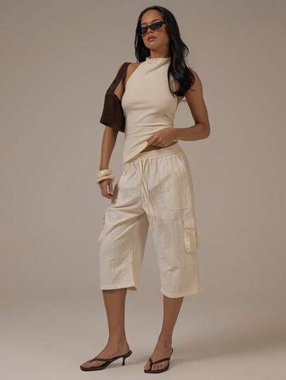 MUSERA Cargo Tie Waist Capri Pants Spring Summer Cute Cosy Cottage Core Spring Dew