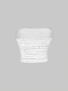 SHEIN MOD 3pcs Women's Ruched Bandeau Tops, Shiny & Fashionable, ,Summer,Party Top, Beach Outfit, Summer Vacation Outfits, Casual Blouses For Women, Going Out Top,Sequin Top - Multicolor - View 6