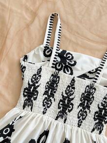 Soleia Women's Vacation Jumpsuit, Pattern Camisole, Placement Print, Beach & Seaside Summer Outfit - Multicolor - View 4