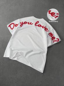 PAVTROS Men's Letter Embroidery Round Neck Casual Versatile Short Sleeve T-Shirt - White - View 4