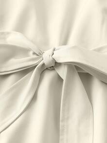 SHEIN Elegante Bluse für Damen mit Strass-Verzierung, quadratischem Kragen, Puffärmeln, Taillenband, A-Linie Silhouette, geeignet für Büro und Alltag, Frühling/Sommer - Aprikosenfarben - Übersicht 5