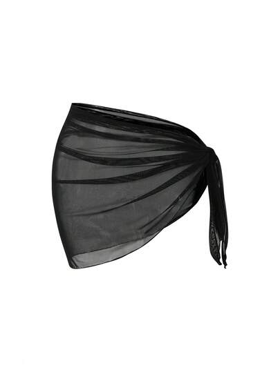 Swim Oasis Conjunto de pareo y minifalda de unicolor con nudo lateral, para vacaciones