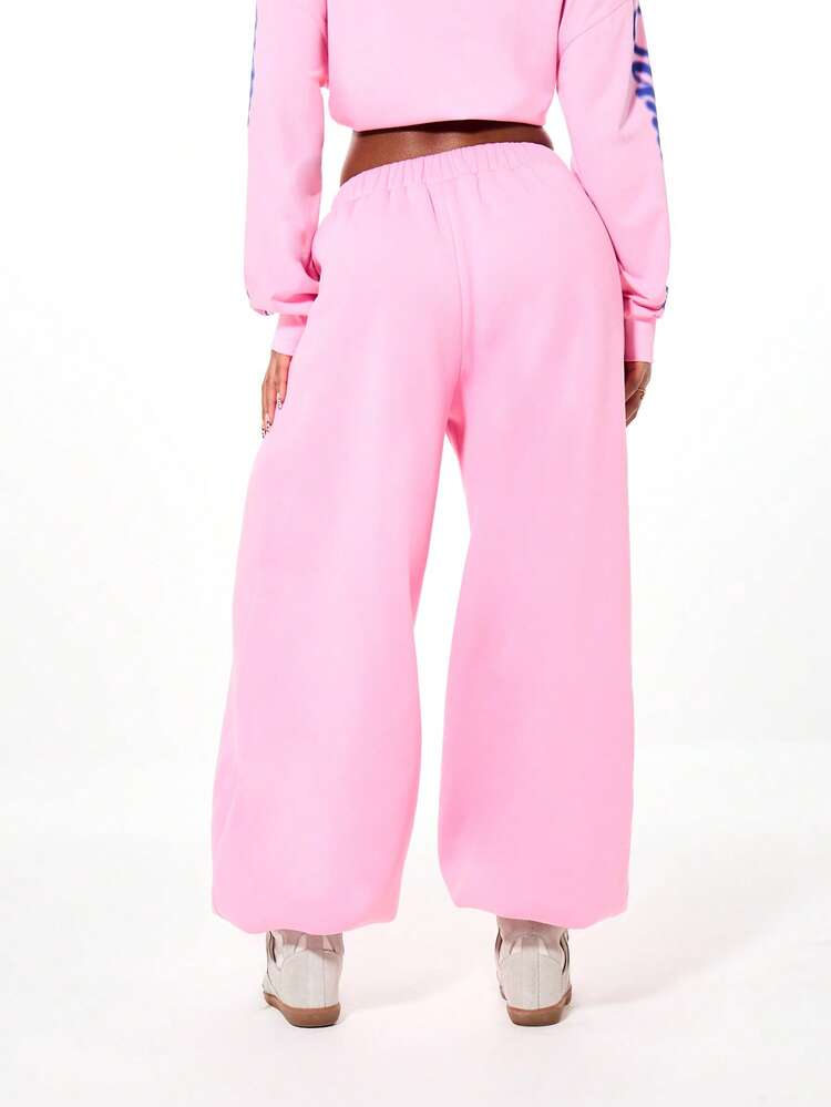 SUMWON WOMEN Pantalones deportivos holgados de pierna ancha con cordón