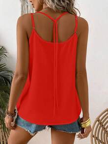 EMERY ROSE Áo tank top nữ màu trơn, dây mảnh, dáng rộng, thoải mái, thích hợp cho mùa hè. - trái cam - Xem 2