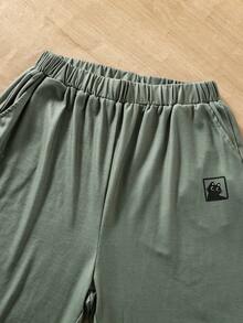 SHEIN Mirajuku 青少年男童条纹印花圆领短袖休闲T恤短裤套装，舒适百搭，适合夏季通勤穿着。 - 彩色 - 查看 4