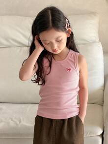 Dazy Kids 女童圆领修身蝴蝶结刺绣三色背心 夏季 - 彩色 - 查看 5