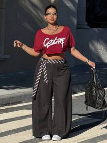 SHEIN EZwear 大码纯色休闲裤 - 淺灰色 - 查看 6