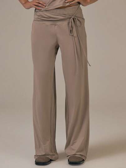 MUSERA Straight Leg Tie Waist Trousers Spring Summer Cute Cosy Cottage Core Spring Dew