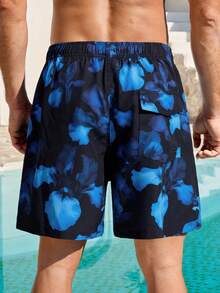 Manfinity Swimmode Men's Elastic Waist Loose Drawstring Pocket Casual Beach Pants - Multicolor - View 3