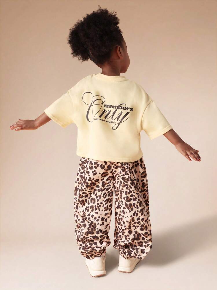 Oversized T-Shirt And Leopard Print Jogger Set