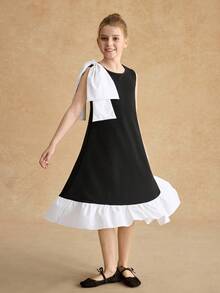 Đầm ngắn màu xám cao cấp kiểu dáng thanh lịch dành cho bé gái tuổi teen, phụ kiện thời trang mùa hè, thiết kế trang nhã phù hợp cho các buổi tụ họp, chụp ảnh, tiệc sinh nhật và nhiều dịp khác, dễ phối đồ. - Xám - Xem 5