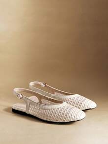 Rosivie 女士夏季休闲镂空平底凉鞋 - 米色 - 查看 3