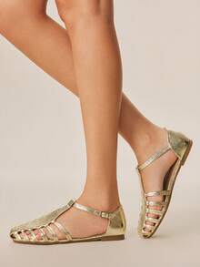 Styleloop Women Flat Sandals - Gold - View 2