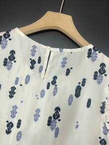 Lyxana 女士印花圆领休闲褶皱短袖衬衫 - 彩色 - 查看 6