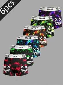 SHEIN Teenage Boys' Fashion Printed Boxer Briefs - Black - View 3