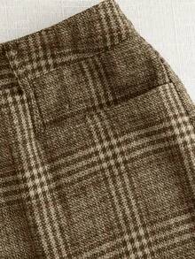 Franclia Retro Fashionable Versatile Plaid Woolen High Waist Slimming Casual Shorts For Women - Multicolor - View 5