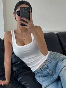 DAZY Women's Casual Crop Top, Fashion Beach Vacation Style, Spring/Summer - White - View 9