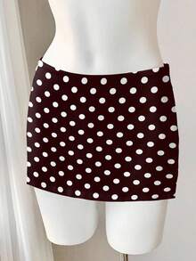 Comfortcana Women's Fashionable Sexy Polka Dot Print Mini Skirt, Summer - Chocolate Brown - View 3