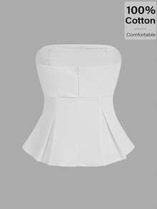 亚麻棉抹胸：凸显腰线的波西米亚风职场穿搭 | Old Money Elegance 2025 夏季新品发布 | 日夜转换与职场魅惑风格 - 白色 - 查看 4