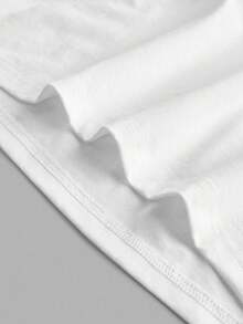 Claim Dot Áo thun tay ngắn cổ tròn cơ bản, phối màu tương phản, kiểu dáng đường phố, chất liệu giả denim, họa tiết chắp vá, phong cách tối giản thanh lịch. - Nhiều màu - Xem 4