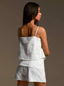 Athîral Women's Casual White Embroidered Tie-Up Wrap Skorts - White - View 6
