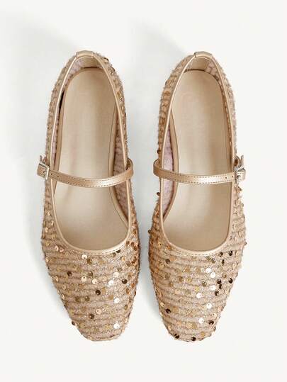 CUCCOO CHICEST Women's Versatile Mesh & Sequin Flat Slip-On Shoes, Suitable For Work, Summer