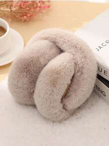 1/2个装男女通用纯色耳罩 - 柔软毛绒耳罩，雪白女士耳罩，可折叠耳罩，女士可爱耳套，可调节头带，带毛绒保暖内衬，舒适防寒，适合冬季户外活动、派对拍照、户外耳罩。冬季秋季配饰 - 彩色 - 查看 20