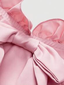 SHEIN MOD Đầm midi nữ thanh lịch, tối giản, màu trơn, xếp ly, trễ vai, eo thon, tay phồng, thích hợp cho mùa hè. - Hồng - Xem 6