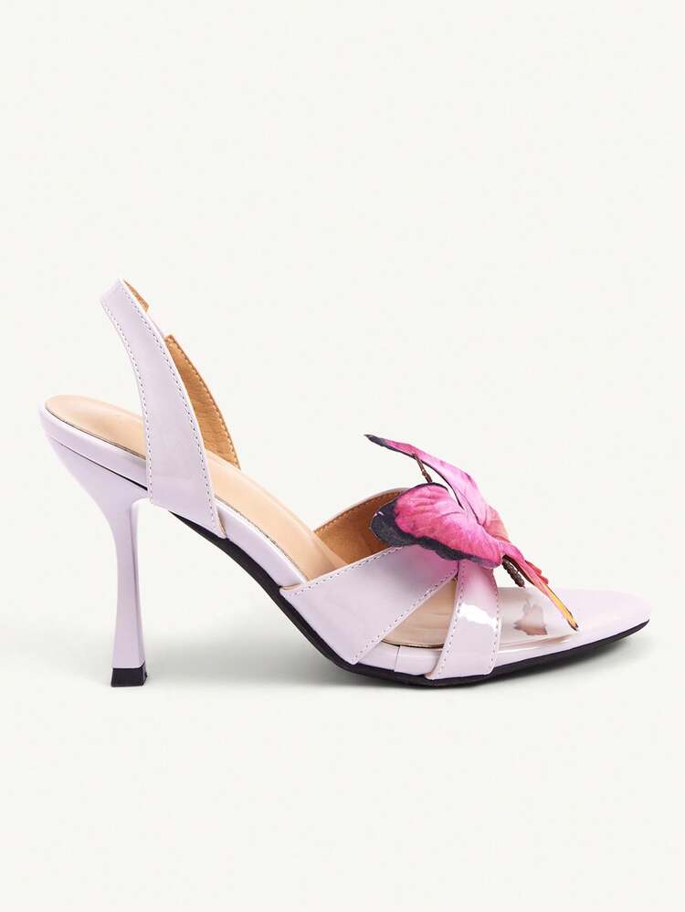 CUCCOO CHICEST Women's Elegant Butterfly Decor High Heel Sandals Wedding Shoes Summer Shoes Bride Shoes