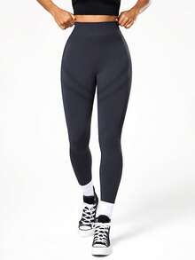 Seamluxe SHEIN Sport Women's Seamless High Waist Grey Sports Leggings - Dark Grey - View 3