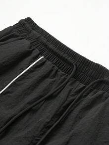 Sport MetroGents 男士十字印花抽绳腰宽松运动裤 - 黑色 - 查看 5