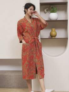 1 chiếc, Áo choàng tắm dài kiểu cổ điển, Áo choàng tắm bằng vải cotton gạc nguyên chất, Áo choàng tắm mùa hè, Thấm hút tốt, nhanh khô, Áo choàng tắm nữ, Khăn tắm có thể mặc được, Đồ ngủ mùa xuân và mùa hè, Vải gạc đôi, Đồ dùng phòng tắm, Đồ gia dụng - nhiều màu - Xem 21