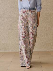 Anewsta Quần ống đứng dệt jacquard cổ điển nhiều màu sắc, thiết kế cạp cao rộng rãi, giúp thon gọn và kéo dài chân, thích hợp cho mùa xuân và mùa thu. - Nhiều màu - Xem 7