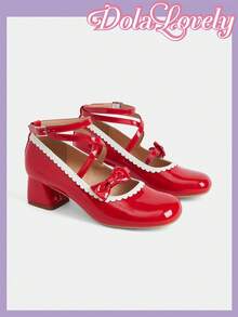 Dola Lovely 女士搭扣设计百搭时尚高跟鞋 - 紅色 - 查看 3