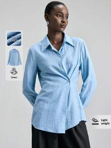 Ontre 2026 Vår/Sommar Ny Grå Långärmad Maxiklänning med Knyt i Midjan, Lämplig För Moderna Urbana Fester, Tillbaka Till Skolan, Urban Minimalistisk Vardagskläder, Bohemisk Stil, Semester, Högtider, Alla hjärtans dag Karneval, Dam Strandfest Elegant - Babyblå - Visa 1