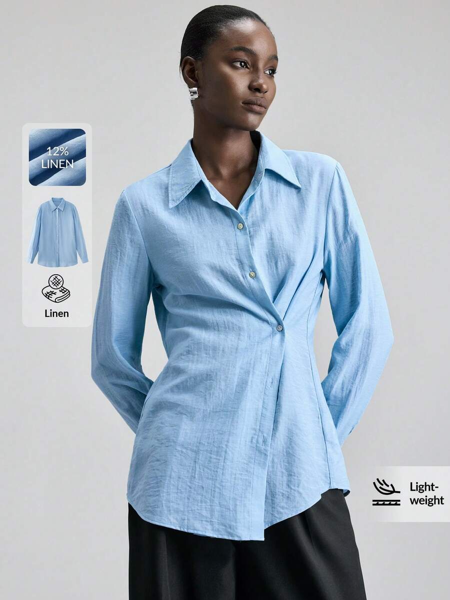 Ontre 2026 Vår/Sommar Ny Grå Långärmad Maxiklänning med Knyt i Midjan, Lämplig För Moderna Urbana Fester, Tillbaka Till Skolan, Urban Minimalistisk Vardagskläder, Bohemisk Stil, Semester, Högtider, Alla hjärtans dag Karneval, Dam Strandfest Elegant - Babyblå - Visa 1