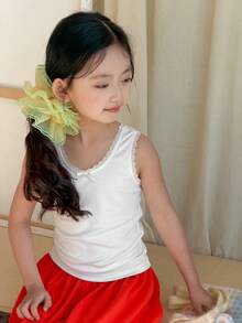DAZY 3pcs Young Girls Fitted Vest Set With Bow Decor, Young Girl Fall Clothes Summer - Multicolor - View 11