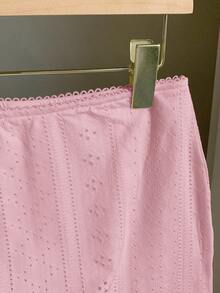 Comfortcana Minifalda texturizada de talle bajo en color rosa pálido, casual y para vacaciones - Rosa Pálido - Ver 6