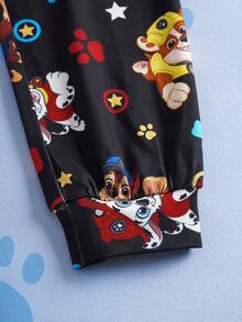 SHEIN | PAW Patrol Young Boy Summer Casual Dog Print Contrast Trim Round Neck Short Sleeve T-Shirt And Pants Pajama Set - White - View 8