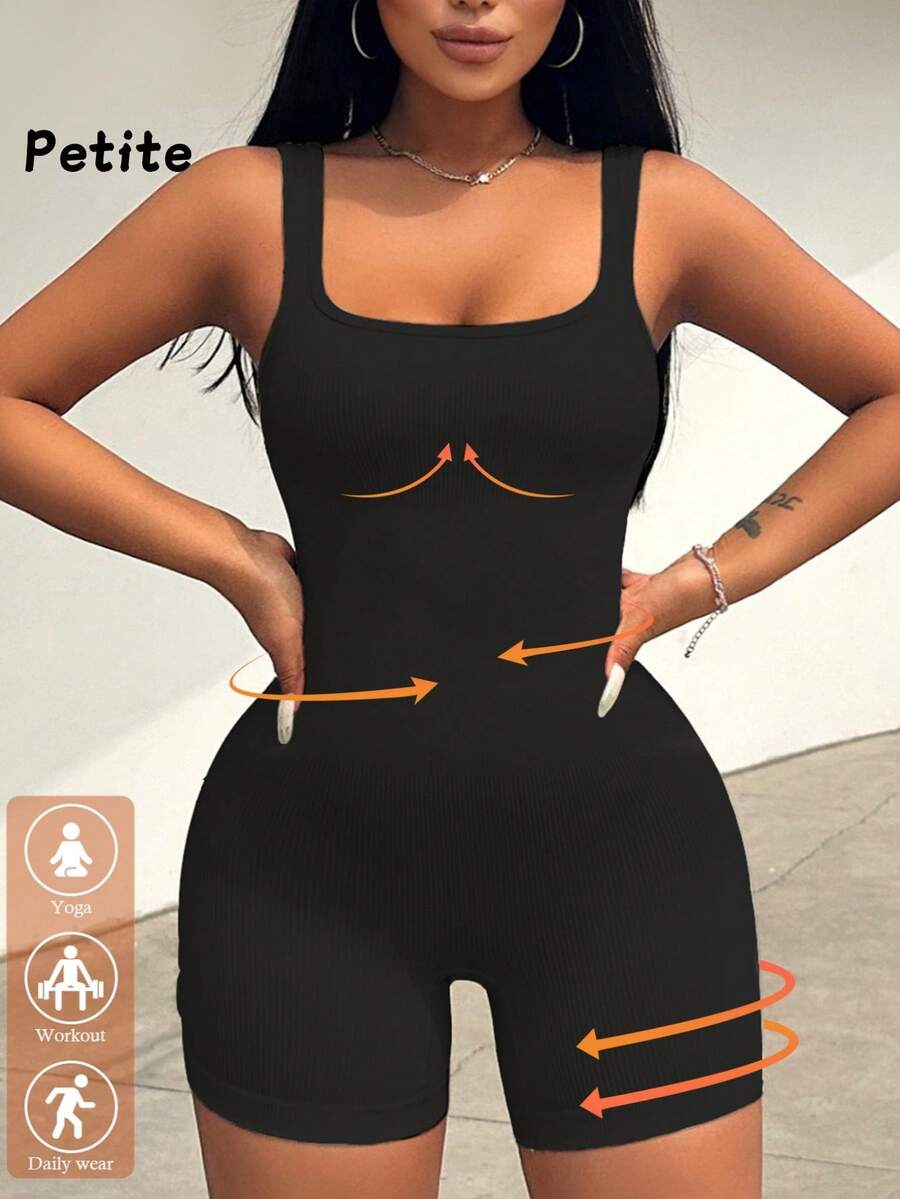 BamGleam Seamless Slim Fit Knit Jumpsuit,Black, - Black - View 1