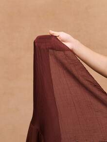 Zivah Blusa con cuello medio alto con volantes, de tela tejida transparente marrón, y falda larga con volantes de 3 capas, nueva llegada de primavera 2025 para mujeres - Café - Ver 9