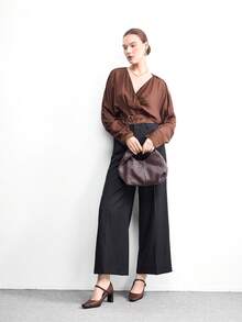 CUCCOO BIZCHIC Women's Fashion Snake Skin Square Toe Buckle Office Commute Strap High Heel Pumps, Spring/Autumn Valentine's Day - Redwood - View 6