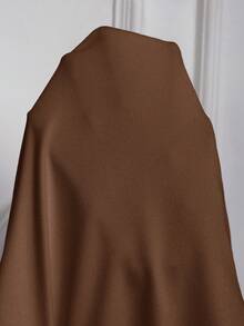 SHEIN Privé Plus Size Women's Ruched Keyhole Neck Drawstring Puff Sleeve Fitted Brown T-Shirt, Summer Tops Blouse Coffee Top Chocolate - Coffee Brown - View 7