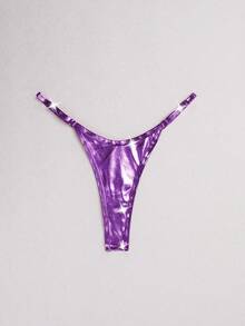 Swim Vcay 全身印花丁字比基尼泳裤，适合夏季海滩穿着 - 紫色 - 查看 3