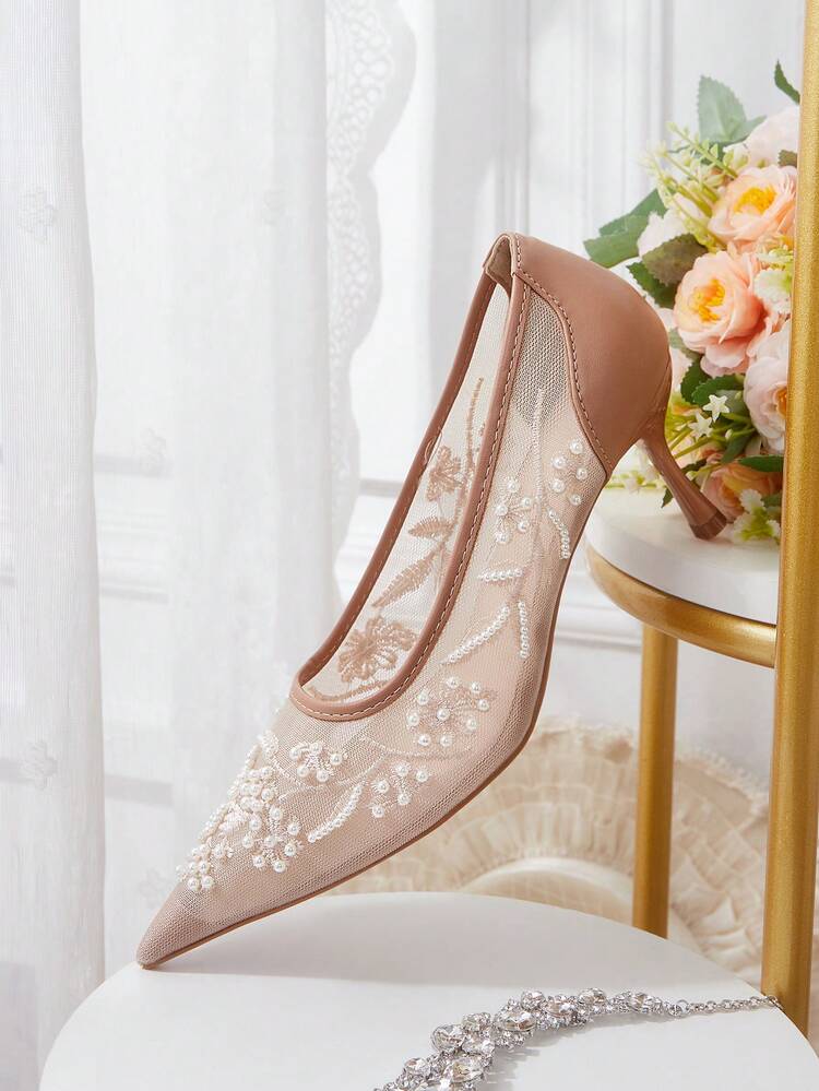 CUCCOO HITCHD Women's Mid Heel Pointed Toe Pumps, Party Shoes Valentine's Day Elegant Shoes Wedding Shoes Spring Shoes Bride Shoes