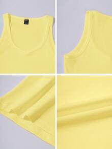 Almamuse Sexy Knit Camisole Crop Top - Light Yellow - View 7