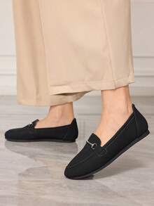 Sleekvia 2025 Spring/Autumn New Soft Bottom Slip-On Flat Round Toe Loafers For Women - Black - View 5