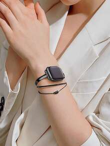 Teckwe Suitable For Applewatch Slim Watch Strap With 42/44/45/49mm Black Bracelet, A Simple And Stylish Gift For Girls - Multicolor - View 2