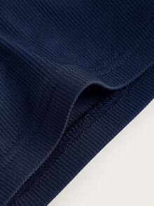 Aveloria Rosie Blusa con superposición de malla y ribete de volantes, camisetas lindas y divertidas - Azul Marino - Ver 4